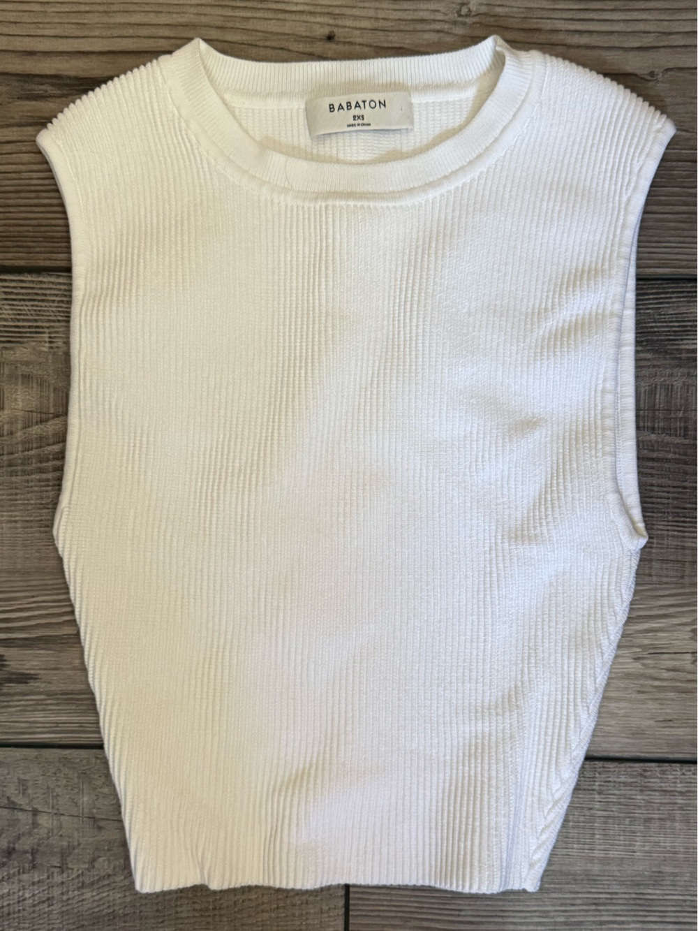 Aritzia Babaton Cream Ribbed Cropped Tank Top